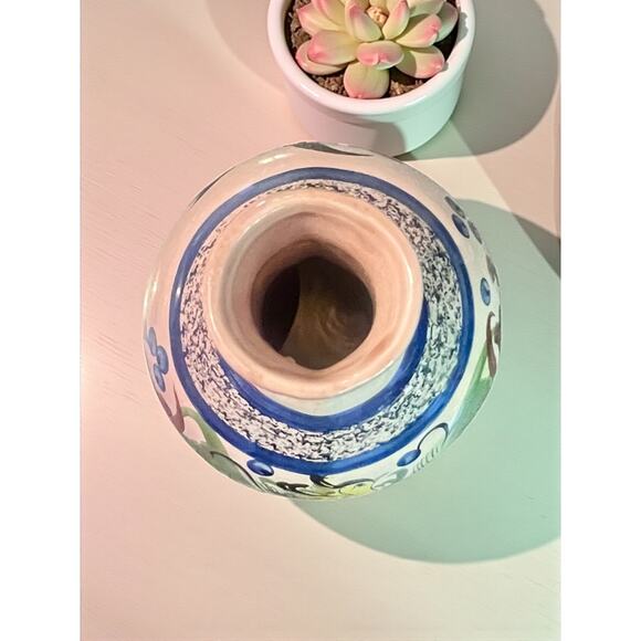 Mexican Talavera Pottery Vase-Hand Painted Bird-Blue Green-13''-Puebla-Ceramic - Picture 7 of 8